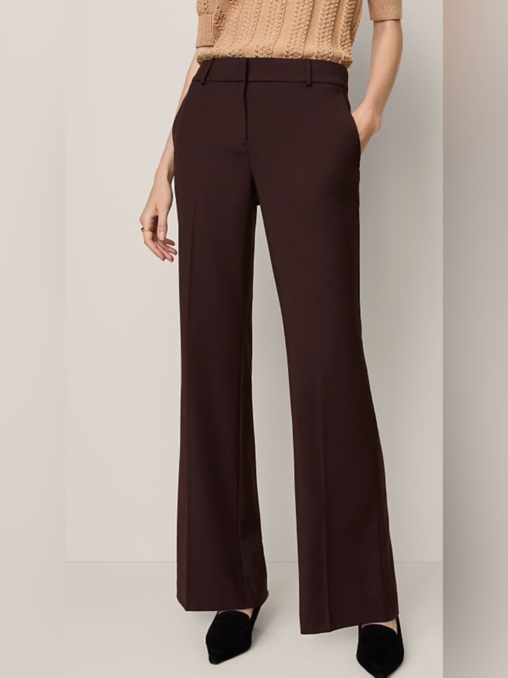 NWOT LOFT Marisa Fit Trouser Pants Burgundy Plum Size 2